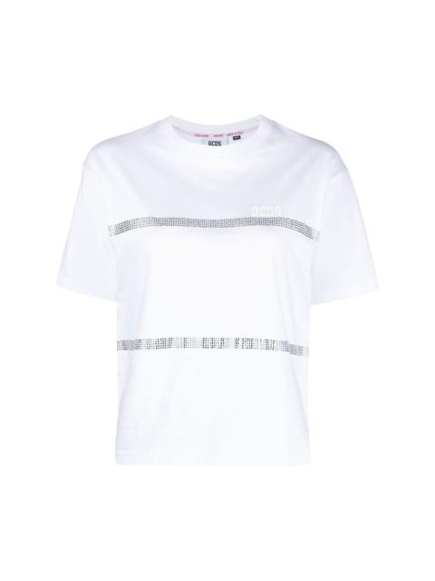 rhinestone-striped T-shirt