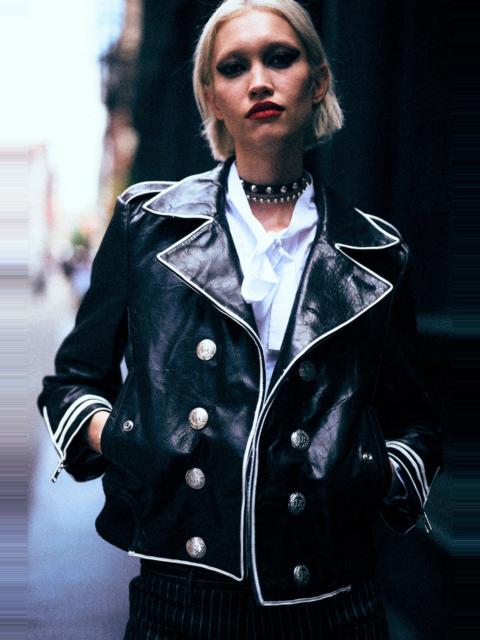 R13 LEATHER SHRUNKEN PEACOAT