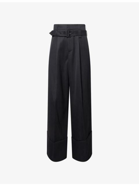 Simone Rocha Belted Wide-Leg Wool-Blend Trousers