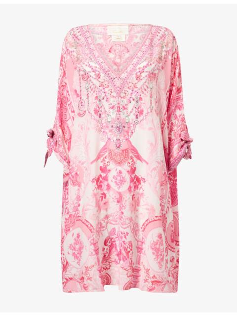 CAMILLA Floral V-Neck Silk Kaftan