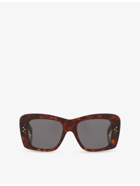 CELINE CL40321I 3-Dots Square-Frame Tortoiseshell Acetate Sunglasses