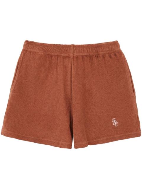 Sporty & Rich logo-embroidered towelling-finish shorts