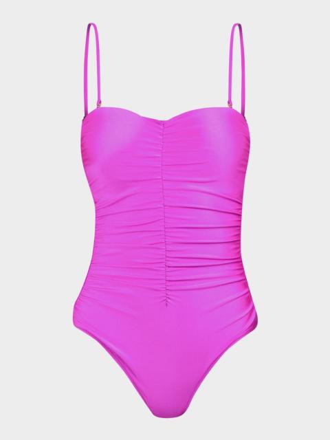 L'AGENCE Aubrey Shimmer Ruched One-Piece Swimsuit