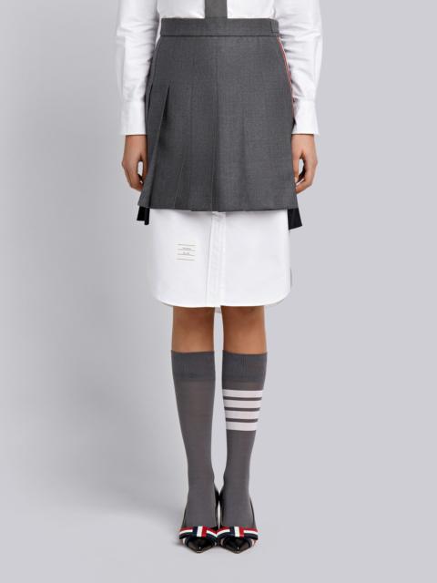Thom Browne Dark Grey Fun-mix Wool Twill Striped Pleated Mini Skirt
