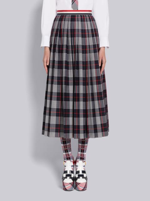 Thom Browne Hairline Check Calf Length Pleated Skirt
