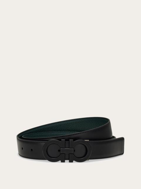 FERRAGAMO Reversible and adjustable knurled Gancini belt