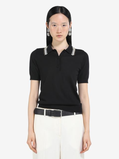 N°21 CRYSTAL-EMBELLISHED POLO SWEATER