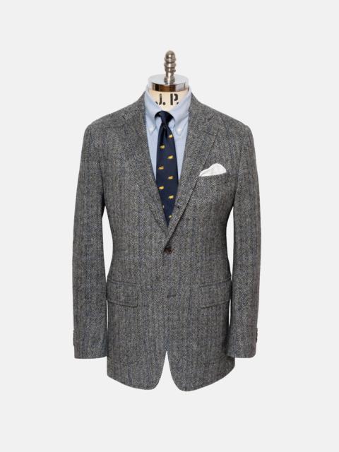 J. PRESS MADE-IN-USA BLACK & WHITE HERRINGBONE CHEVIOT TWEED SPORT COAT