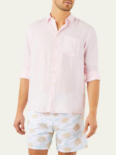 Vilebrequin Men's Caroubis Solid Linen Sport Shirt