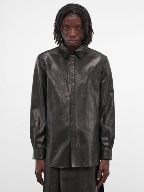 Ann Demeulemeester Benedictus Black Lambskin Button-Up Shirt