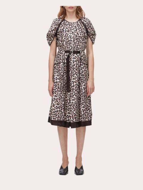 3.1 Phillip Lim Leopard Silk Twill Ruched-Sleeve Top