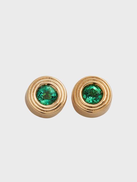 SYDNEY EVAN 14k Yellow Gold Fluted Emerald Stud Earrings