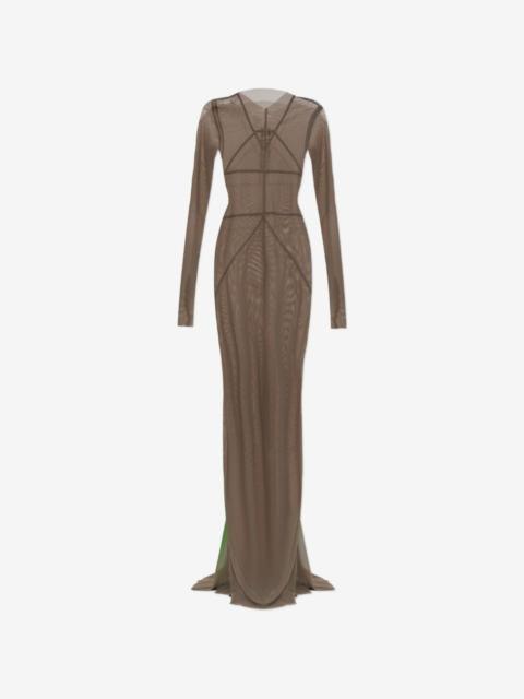 Rick Owens sheer-finish trasnparent long-sleeve maxi dress