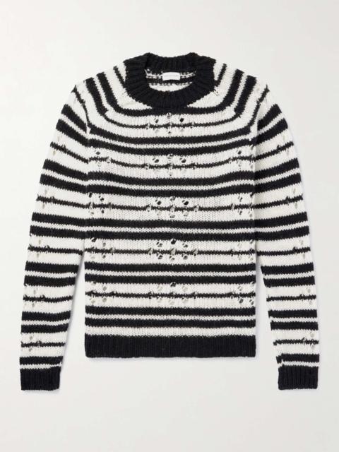 Dries Van Noten Striped Open-Knit Wool Sweater