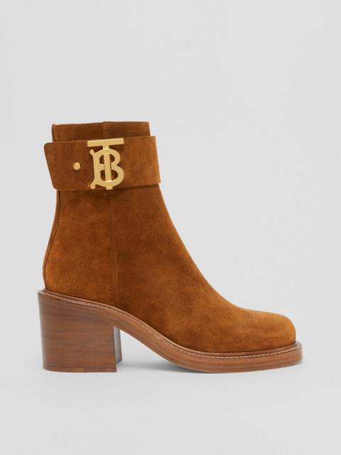 Burberry Monogram Motif Suede Block-heel Boots