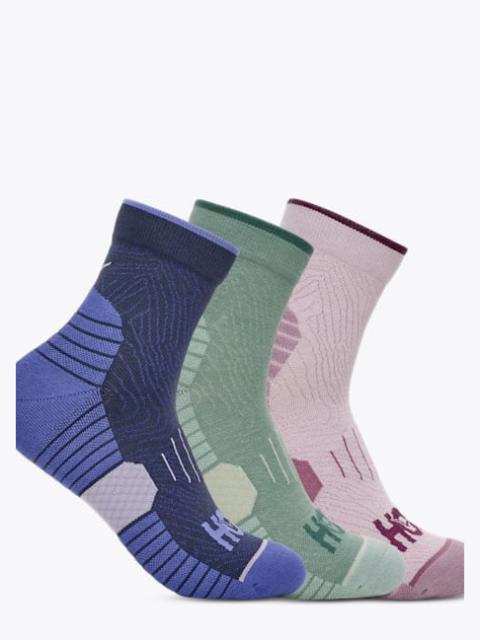 HOKA Quarter Run Sock 3-Pack in Varsity Navy/Rosemary/Lilac Cream