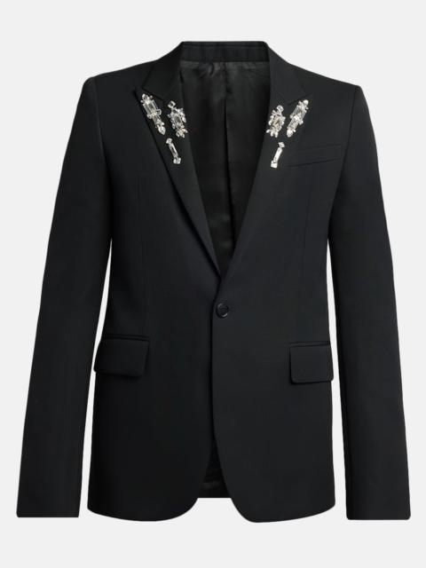 Alexander McQueen Men's Crystal-Embellished Peak Lapel Sport Coat