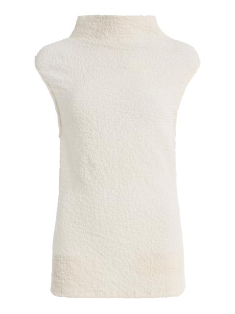 Paris Georgia Elemental Popcorn Cotton-Blend Top white
