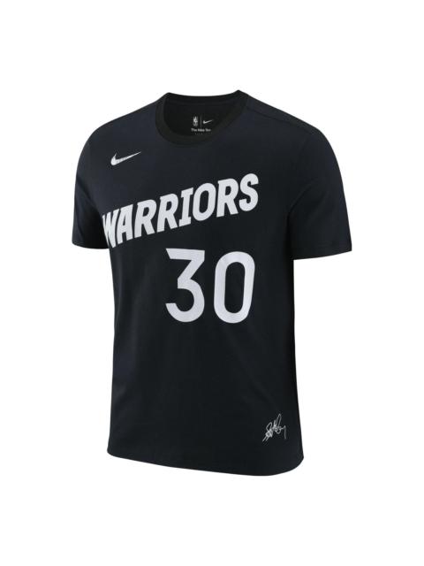 Nike Men's Nike Alphabet Numeric Printing Round Neck Pullover Short Sleeve Golden State Warriors Curry 30