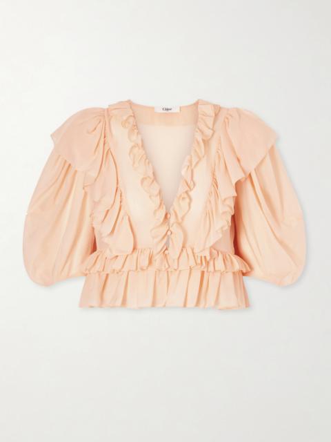 Chloé Ruffled Silk-charmeuse Blouse