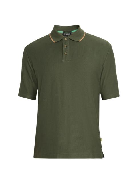 SCOTCH & SODA Men's Micro-Chevron Cotton Fit Polo Shirt - Thyme