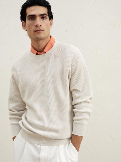 Cotton English rib sweater with raglan sleeves