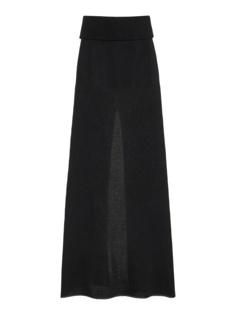 Avalon Lacquered Knit Maxi Skirt black