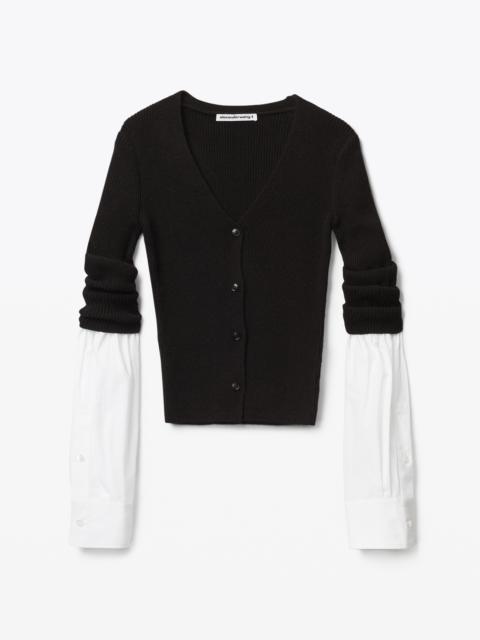 Alexander Wang RIBBED CARDIGAN IN CLASSIC YAK