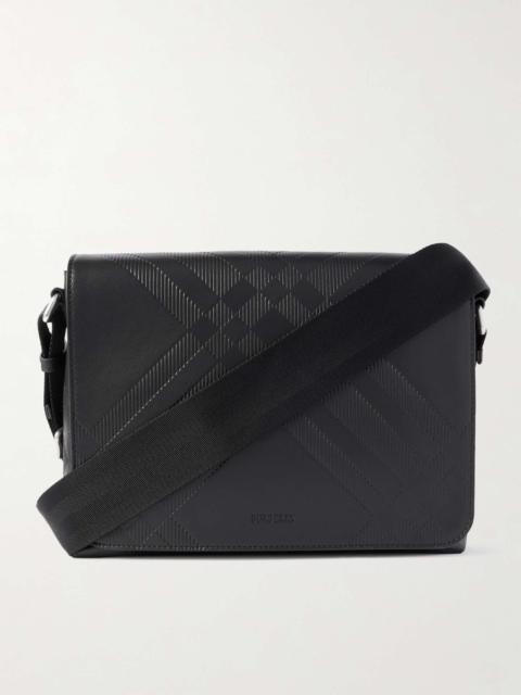 Burberry Embossed Leather Messenger Bag