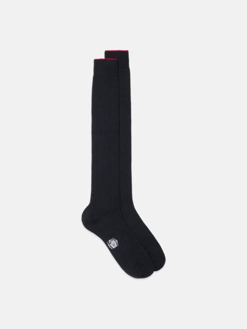 J. PRESS MADE-IN-ITALY BLACK OVER-THE-CALF MERINO WOOL SOCKS