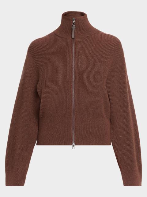 Brunello Cucinelli Cashmere Rib-Knit Zipped Cardigan