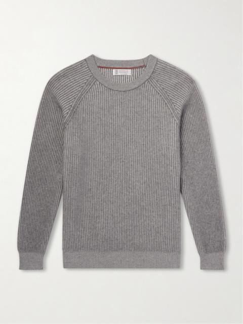 Brunello Cucinelli Striped Ribbed Cashmere Sweater