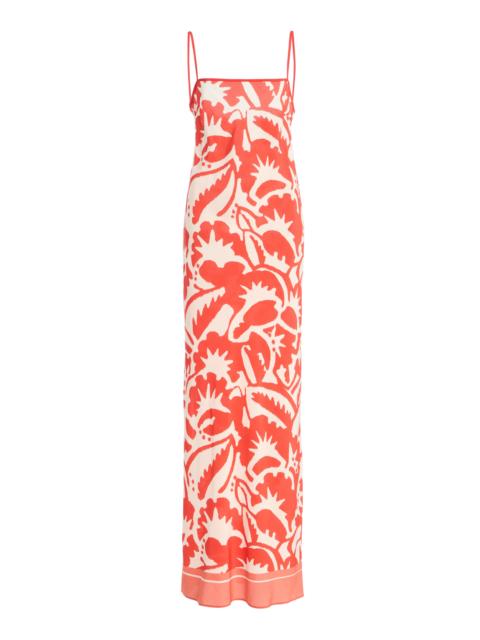SIR. Exclusive Scarf-Detailed Silk Crepe de Chine Maxi Dress red