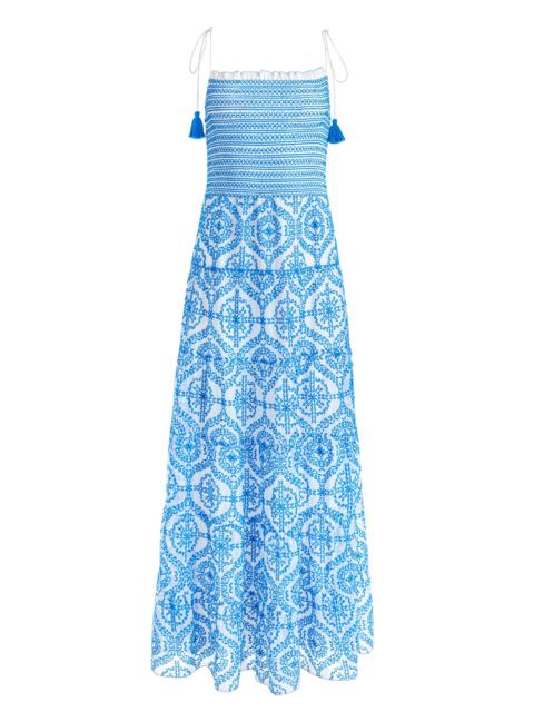 Alice + Olivia MARNA TIERED MIDI TIE STRAP DRESS