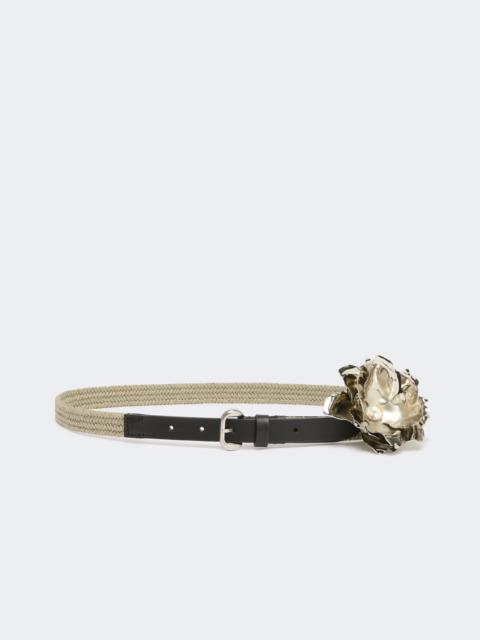 WEEKEND Max Mara VICOLO Linen and cotton belt with jewelled brooch - NATURAL
