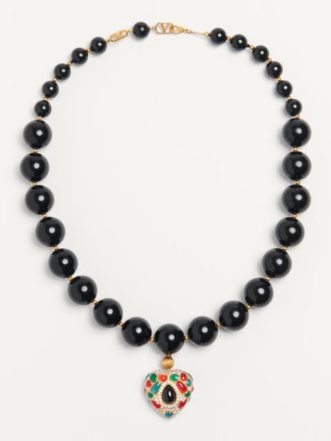 Valentino VALENTINO GARAVANI COEUR ROYAL NECKLACE IN METAL, RESIN, ENAMEL AND SWAROVSKI® CRYSTALS