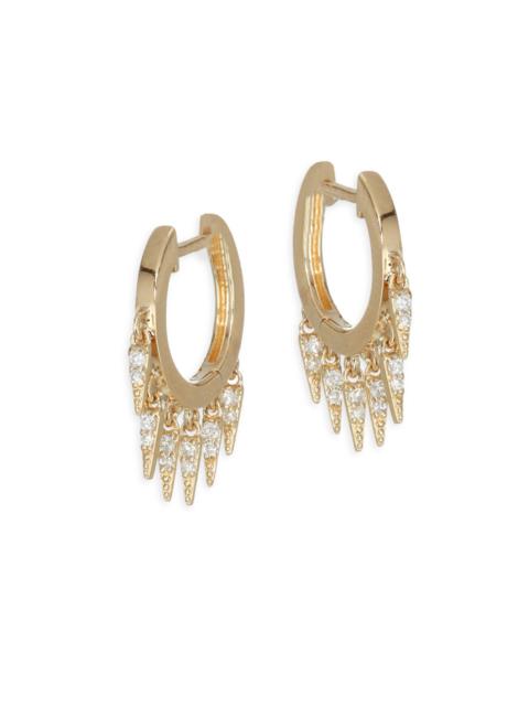 SYDNEY EVAN Women's 14K Yellow Gold & Diamond Small Fringe Hoop Earrings - Yellow Gold