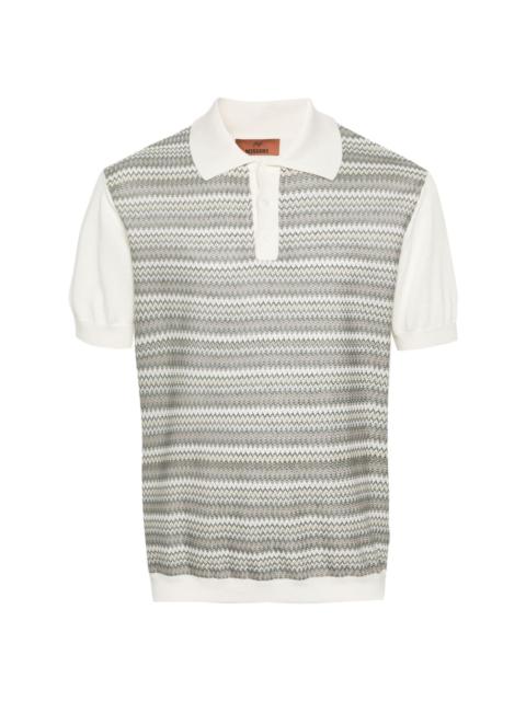 zigzag knitted polo shirt