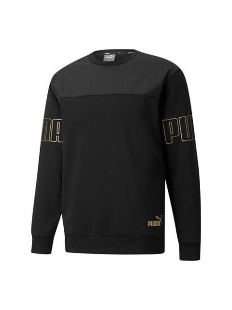 PUMA PUMA Winterized Crew Bronzing Logo Splicing Sports Round Neck Pullover Black 848256-01