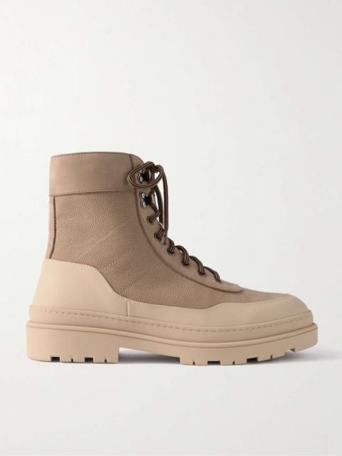 Brunello Cucinelli Rubber and Leather-Trimmed Pebble-Grain Nubuck and Mesh Hiking Boots
