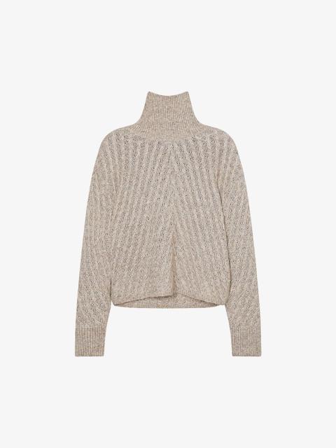 Long-sleeved textured knitted jumper