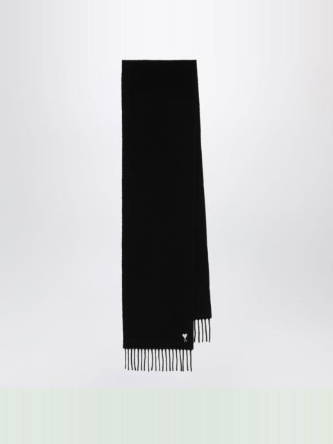 AMI Paris Black Ami de Coeur wool scarf