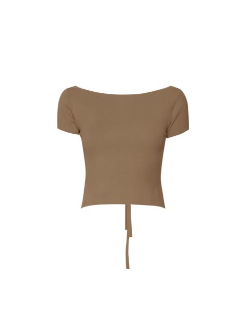 LAPOINTE Boat Neck Tie Back Top