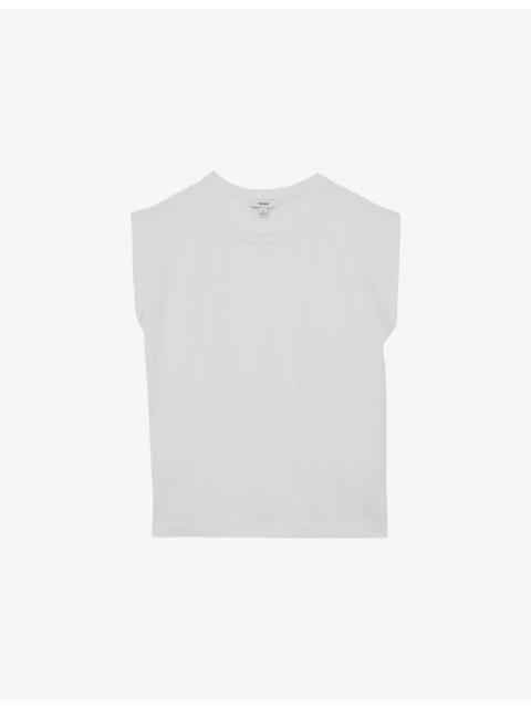 REISS Millie Cap-Sleeve Cotton T-Shirt