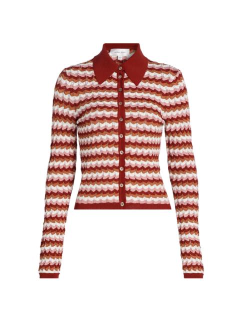 RONNY KOBO Women's Gavin Striped Knit Cardigan - Rust Combo