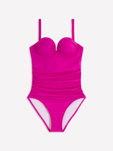 BODEN Pleated Cup Swimsuit-Bright Fuchsia