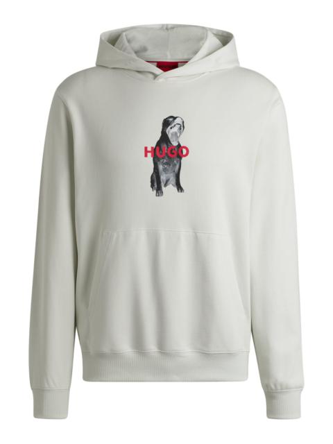 HUGO COTTON-TERRY REGULAR-FIT HOODIE WITH ANIMAL GRAPHICS