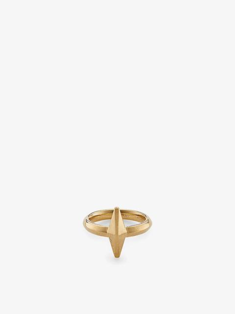 Diamond logo-embellished gold-tone brass ring
