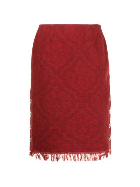 baroque-pattern fringe skirt