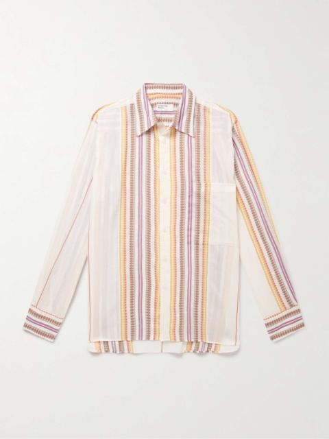 Universal Works Striped Cotton-Jacquard Shirt